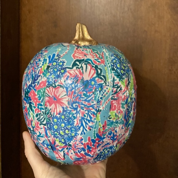 Lilly Pulitzer inspired handmade pumpkin